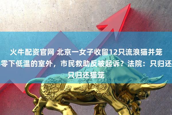 火牛配资官网 北京一女子收留12只流浪猫并笼养在零下低温的室外，市民救助反被起诉？法院：只归还猫笼